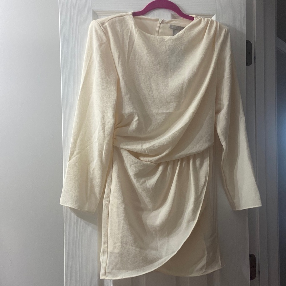 long sleeved sheath dress in cream by H&M